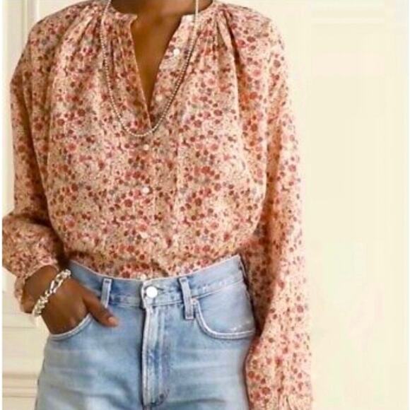 Doen Tops - DOEN Jane Blouse in Pink Valley Floral Print XS